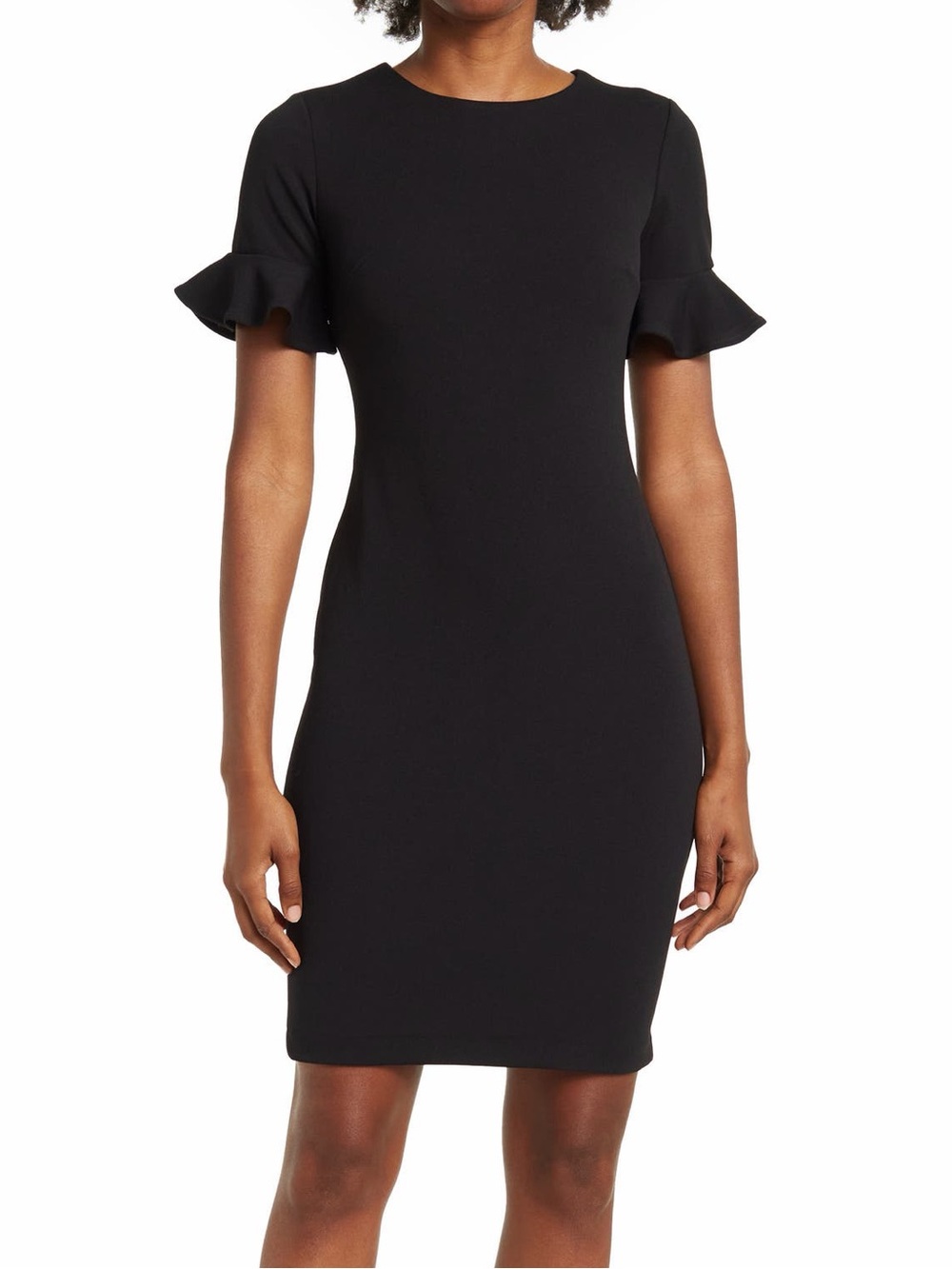 Calvin Klein Ruffle Short Sleeve Dress Black Size 6